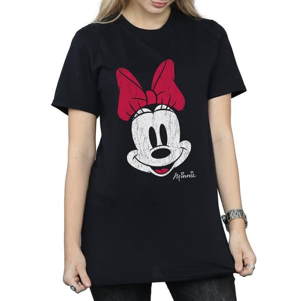 Disney Womens/Ladies Mickey Mouse Distressed Cotton Boyfriend T-Shirt