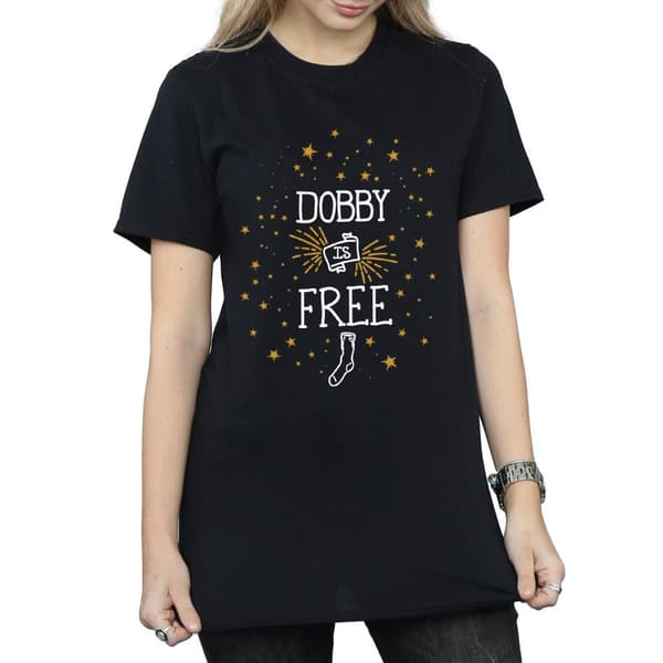 Harry Potter Womens/Ladies Dobby Is Free Cotton Boyfriend T-Shirt
