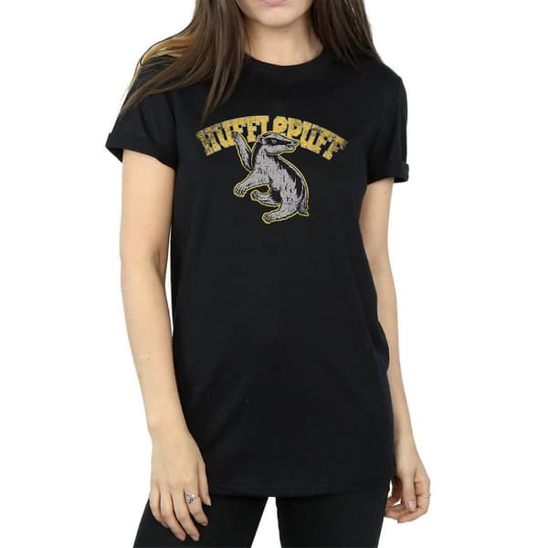 Harry Potter Womens/Ladies Hufflepuff Cotton Boyfriend T-Shirt Black XXL