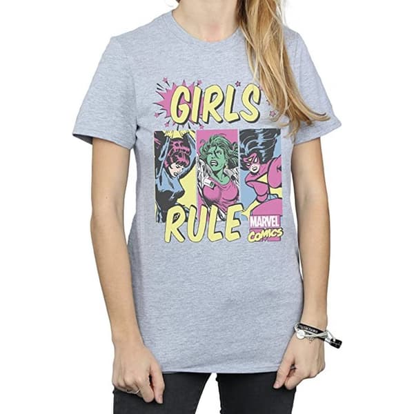 Marvel Comics Womens/Ladies Girls Rule T-Shirt Sports Grey S