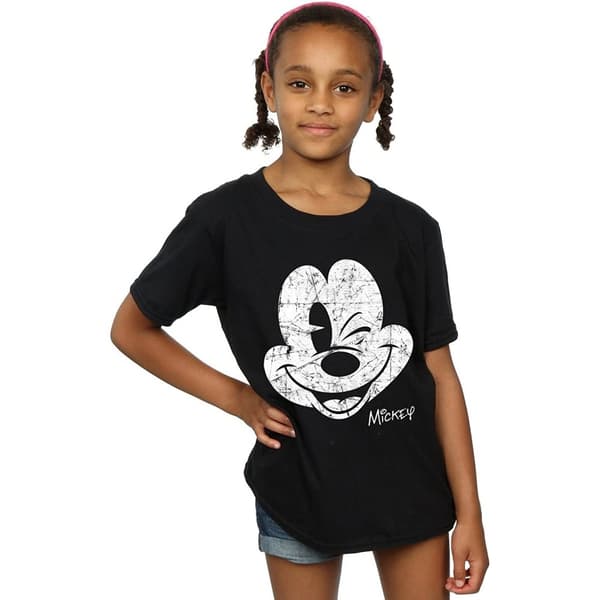 Disney Girls Mickey Mouse Face Cotton T-Shirt