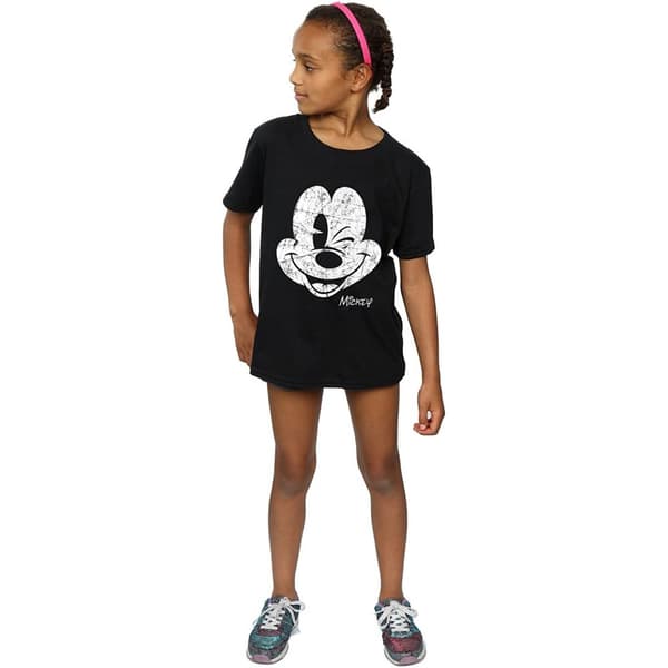 Disney Girls Mickey Mouse Face Cotton T-Shirt