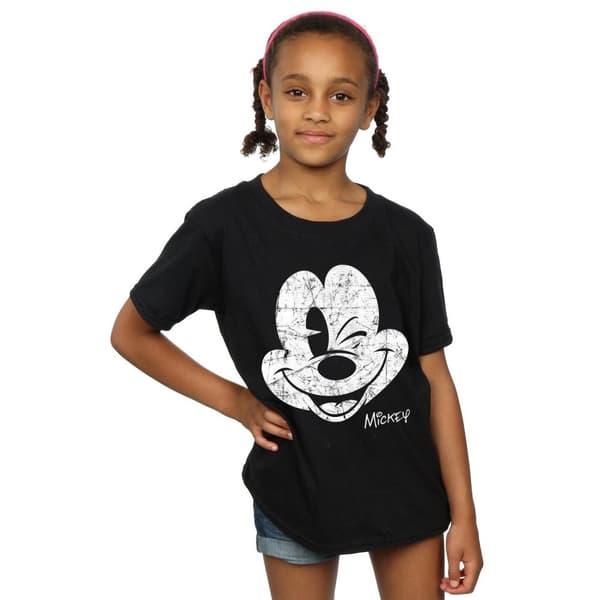 Disney Girls Mickey Mouse Face Cotton T-Shirt