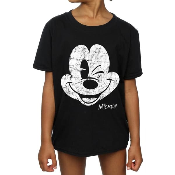 Disney Girls Mickey Mouse Face Cotton T-Shirt
