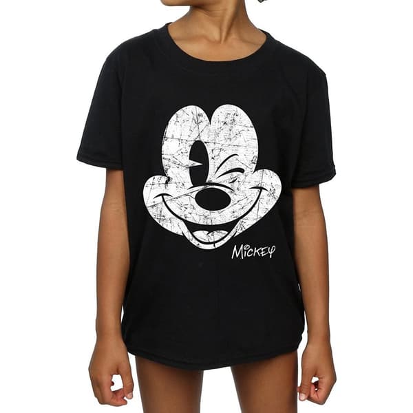 Disney Girls Mickey Mouse Face Cotton T-Shirt