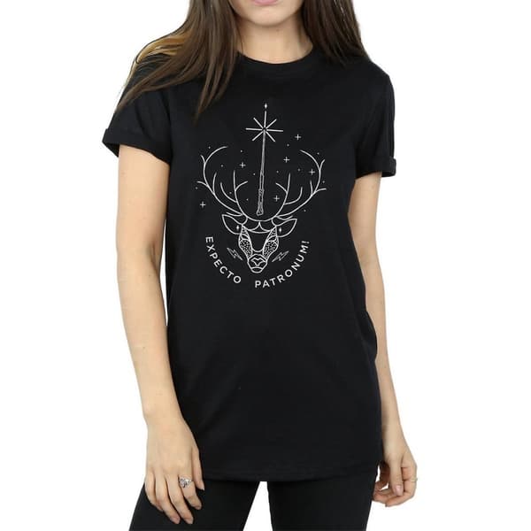 Harry Potter Womens/Ladies Expecto Patronum Cotton Boyfriend T-Shirt Black S