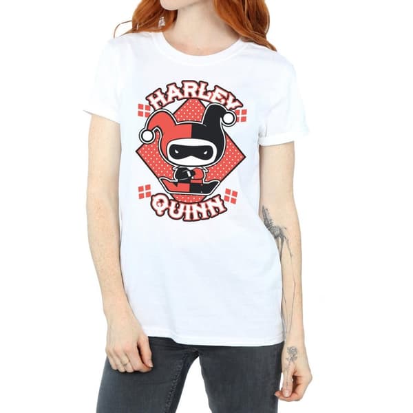 Harley Quinn Dam/Tjej Chibi Bomull Boyfriend T-shirt