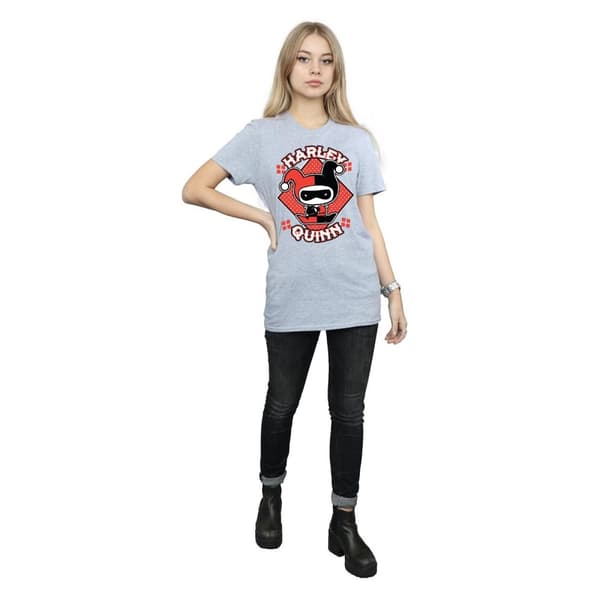 Harley Quinn Dam/Tjej Chibi Bomull Boyfriend T-shirt