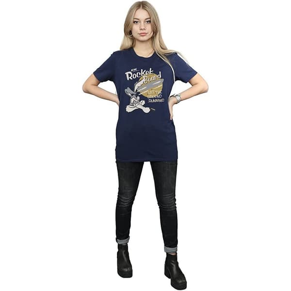 Looney Tunes Dam/Tjej - Rocket Board Wile E Coyote - Boyfriend-t-shirt i bomull