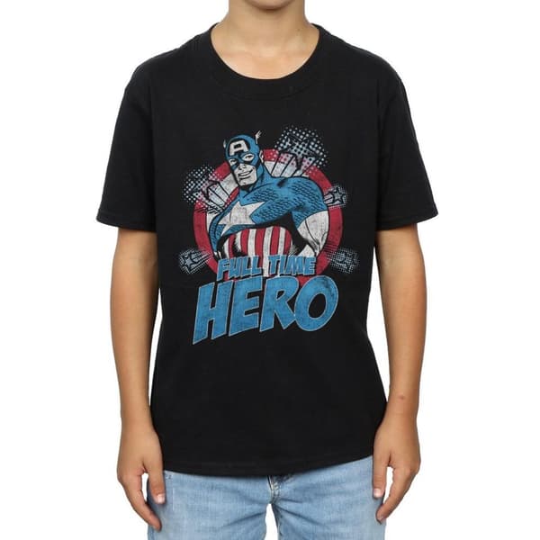 Captain America Boys Full Time Hero Cotton T-Shirt