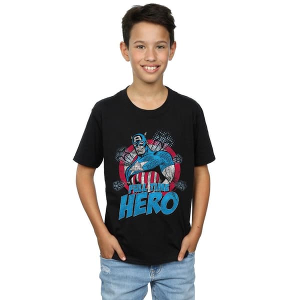 Captain America Boys Full Time Hero Cotton T-Shirt