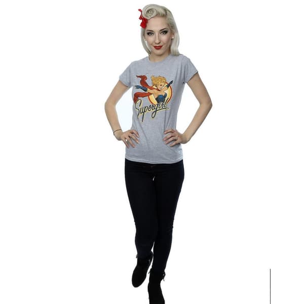 DC Bombshells Womens/Ladies Supergirl Badge Heather T-Shirt