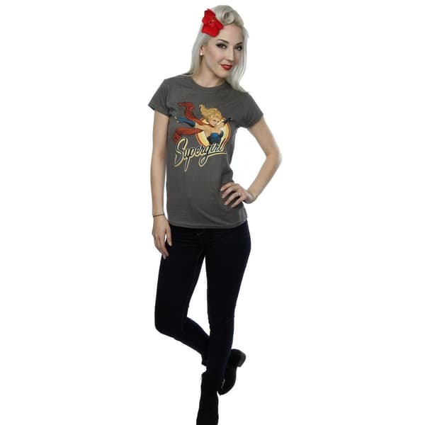 DC Bombshells Womens/Ladies Supergirl Badge Heather T-Shirt