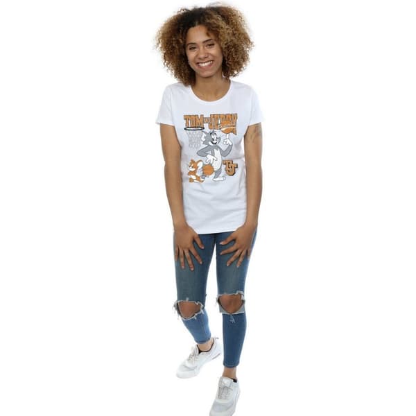 Tom and Jerry Dam/Tjej - Spinning Basketball - Boyfriend-T-shirt i bomull