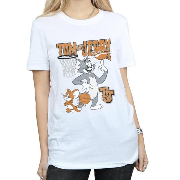 Tom and Jerry Dam/Tjej - Spinning Basketball - Boyfriend-T-shirt i bomull