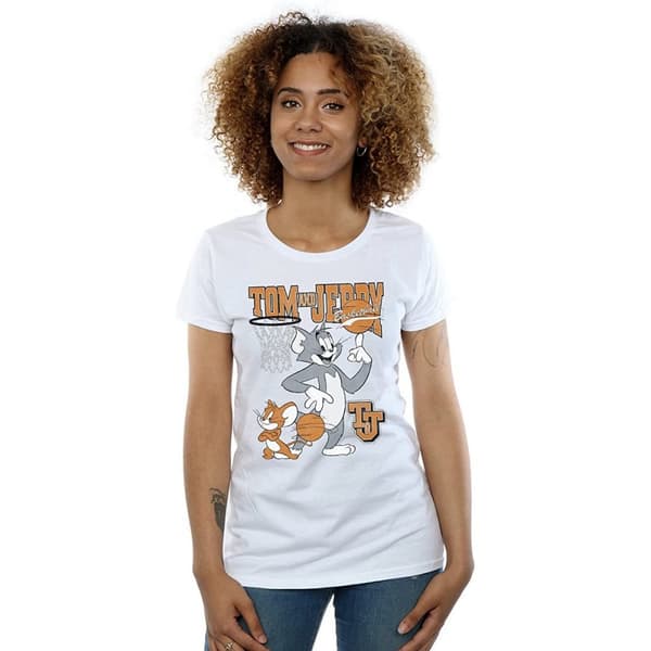 Tom and Jerry Dam/Tjej - Spinning Basketball - Boyfriend-T-shirt i bomull