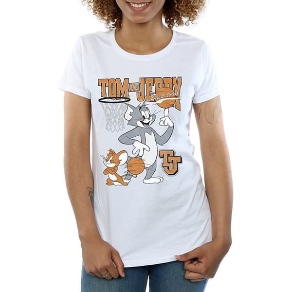 Tom and Jerry Dam/Tjej - Spinning Basketball - Boyfriend-T-shirt i bomull
