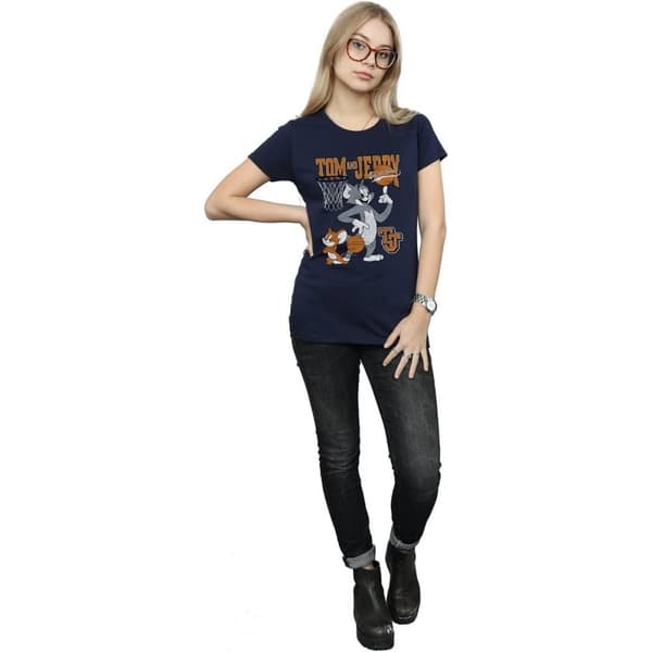Tom and Jerry Dam/Tjej - Spinning Basketball - Boyfriend-T-shirt i bomull