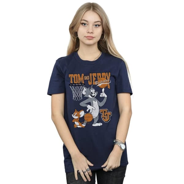 Tom and Jerry Dam/Tjej - Spinning Basketball - Boyfriend-T-shirt i bomull