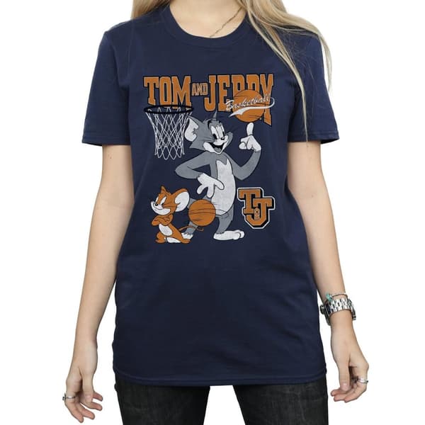 Tom and Jerry Dam/Tjej - Spinning Basketball - Boyfriend-T-shirt i bomull