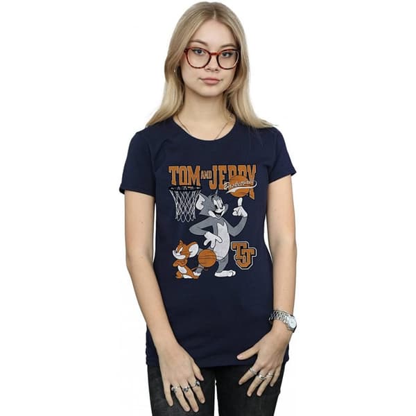 Tom and Jerry Dam/Tjej - Spinning Basketball - Boyfriend-T-shirt i bomull