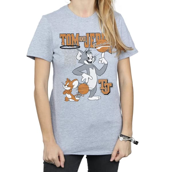 Tom and Jerry Dam/Tjej - Spinning Basketball - Boyfriend-T-shirt i bomull