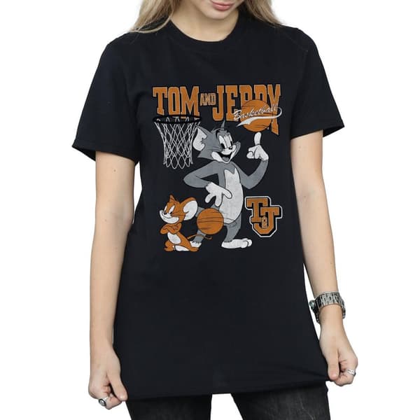 Tom and Jerry Dam/Tjej - Spinning Basketball - Boyfriend-T-shirt i bomull
