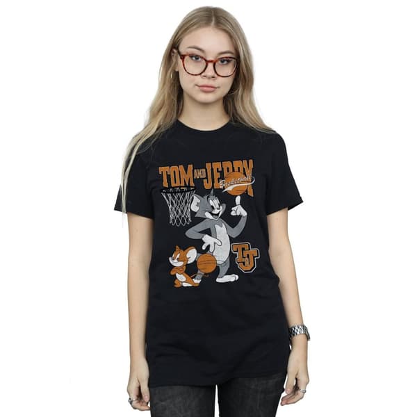 Tom and Jerry Dam/Tjej - Spinning Basketball - Boyfriend-T-shirt i bomull