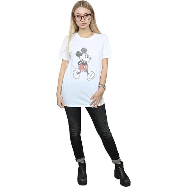Disney Womens/Ladies Walking Mickey Mouse Cotton Boyfriend T-Shirt