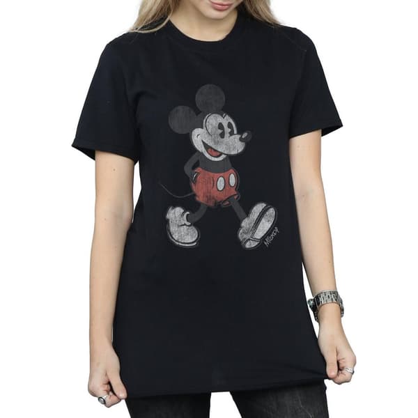 Disney Dam/Tjej Walking Musse Pigg Boyfriend T-shirt i bomull
