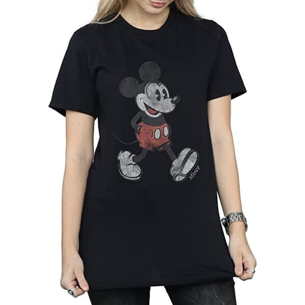 Disney Dam/Tjej Walking Musse Pigg Boyfriend T-shirt i bomull