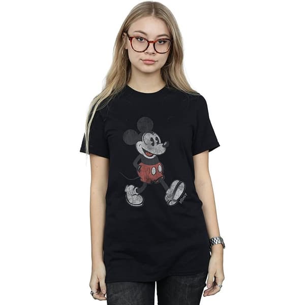 Disney Dam/Tjej Walking Musse Pigg Boyfriend T-shirt i bomull
