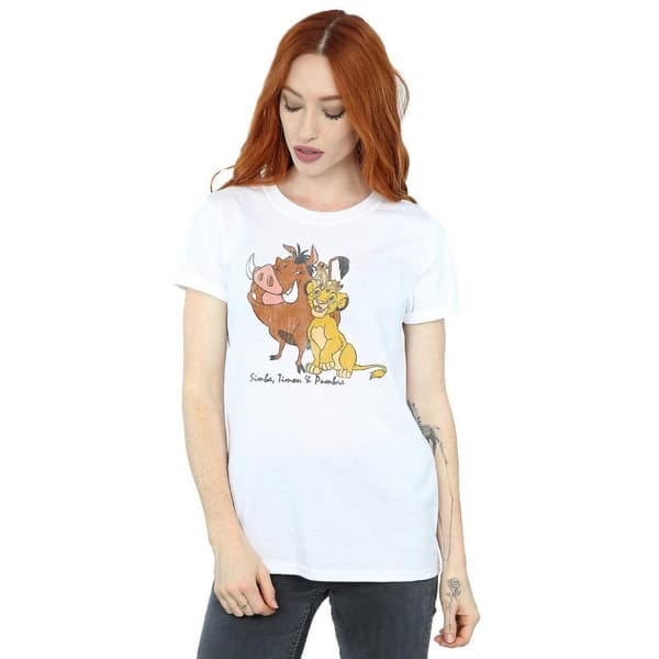 The Lion King Dam/Lady Classic Simba Timon & Pumba Boyfriend T-shirt i bomull