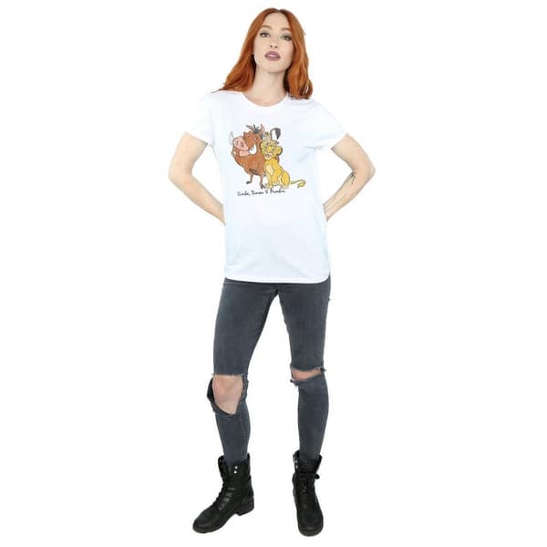 The Lion King Dam/Lady Classic Simba Timon & Pumba Boyfriend T-shirt i bomull