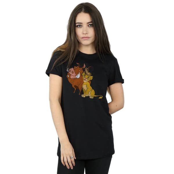 The Lion King Dam/Lady Classic Simba Timon & Pumba Boyfriend T-shirt i bomull