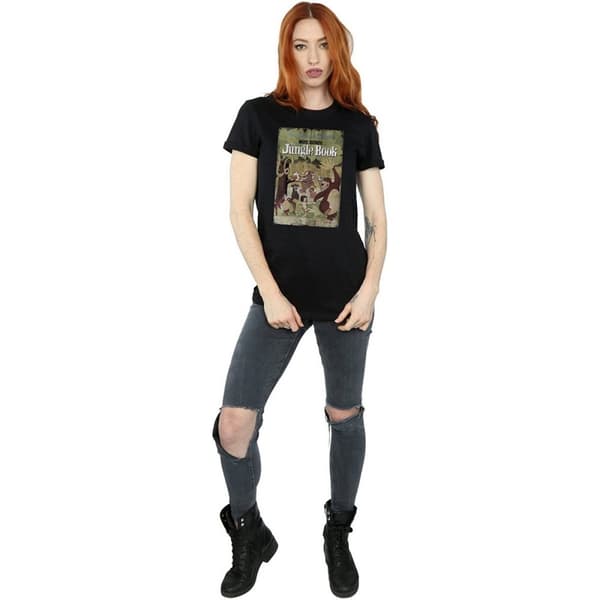 Jungle Book Dam/Tjej Retro Poster Bomull Boyfriend T-shirt