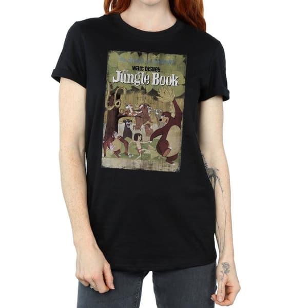 Jungle Book Dam/Tjej Retro Poster Bomull Boyfriend T-shirt