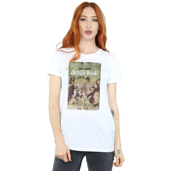 Jungle Book Dam/Tjej Retro Poster Bomull Boyfriend T-shirt