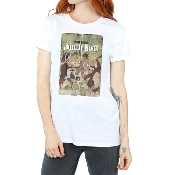 Jungle Book Dam/Tjej Retro Poster Bomull Boyfriend T-shirt