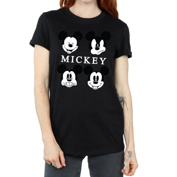 Disney Womens/Ladies Mickey Mouse Head Cotton Boyfriend T-Shirt