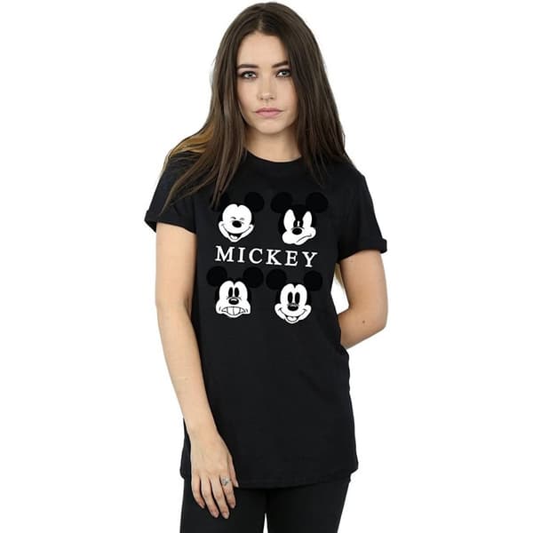 Disney Womens/Ladies Mickey Mouse Head Cotton Boyfriend T-Shirt