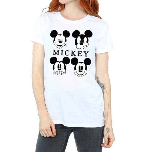 Disney Dam/Tjej Musse Pigg Huvud Bomull Boyfriend T-shirt