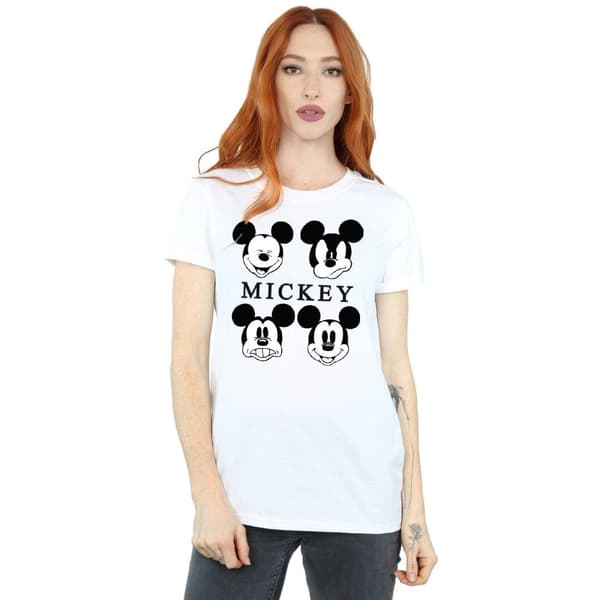 Disney Dam/Tjej Musse Pigg Huvud Bomull Boyfriend T-shirt