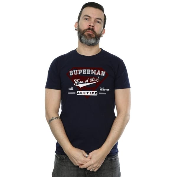 Superman Mens Man Of Steel Cotton T-Shirt