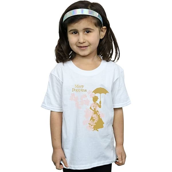 Mary Poppins Girls Floral T-Shirt White 9-11 Years