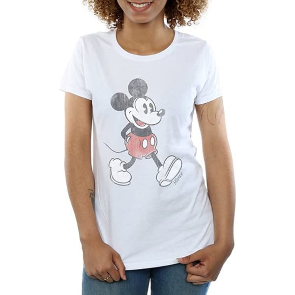 Disney Womens/Ladies Walking Mickey Mouse Cotton T-Shirt