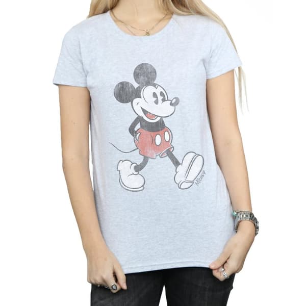 Disney Womens/Ladies Walking Mickey Mouse Cotton T-Shirt