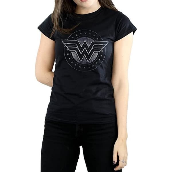 Wonder Woman Womens/Ladies Shield Cotton T-Shirt Black XXL
