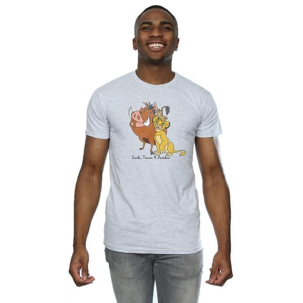 The Lion King Mens Classic Simba Timon & Pumba Heather T-Shirt