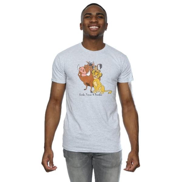 The Lion King Mens Classic Simba Timon & Pumba Heather T-Shirt